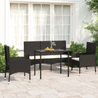 -Delige Loungeset Met Kussens Poly Rattan Zwart en wit