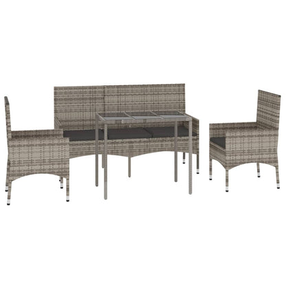 -Delige Loungeset Met Kussens Poly Rattan Grijs
