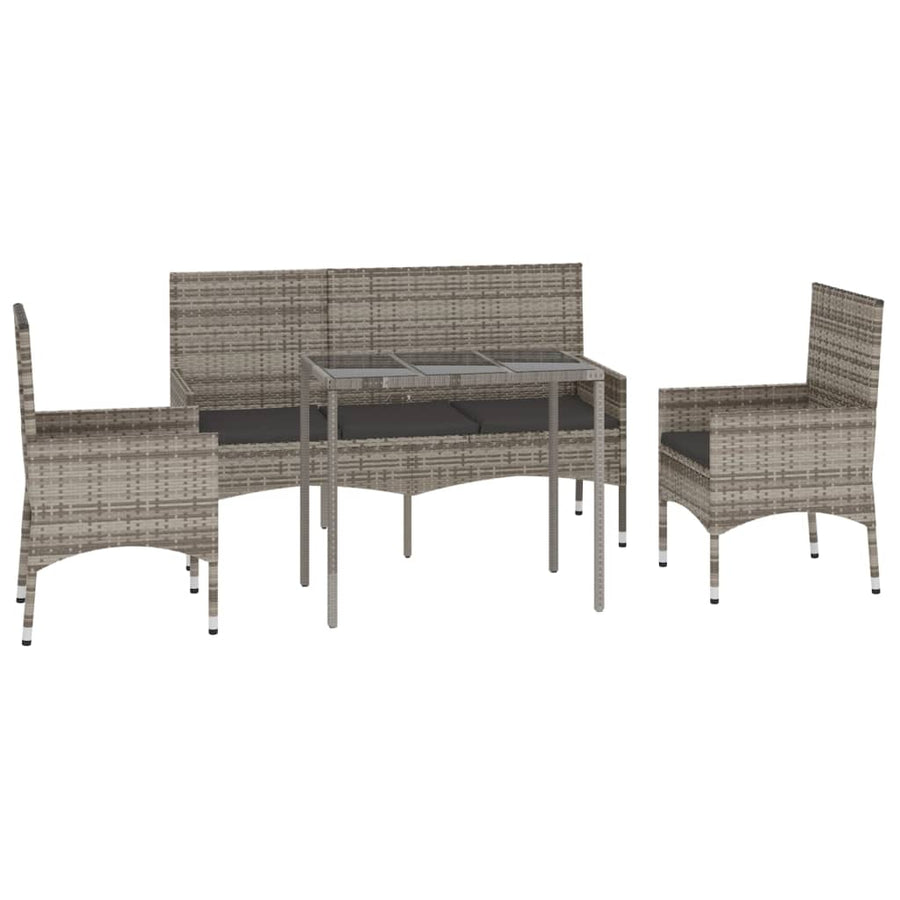 -Delige Loungeset Met Kussens Poly Rattan Grijs