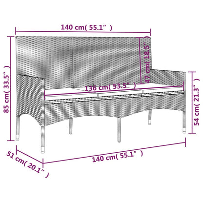-Delige Loungeset Met Kussens Poly Rattan Grijs