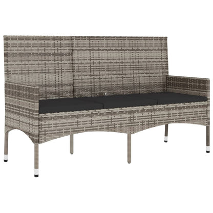-Delige Loungeset Met Kussens Poly Rattan Grijs