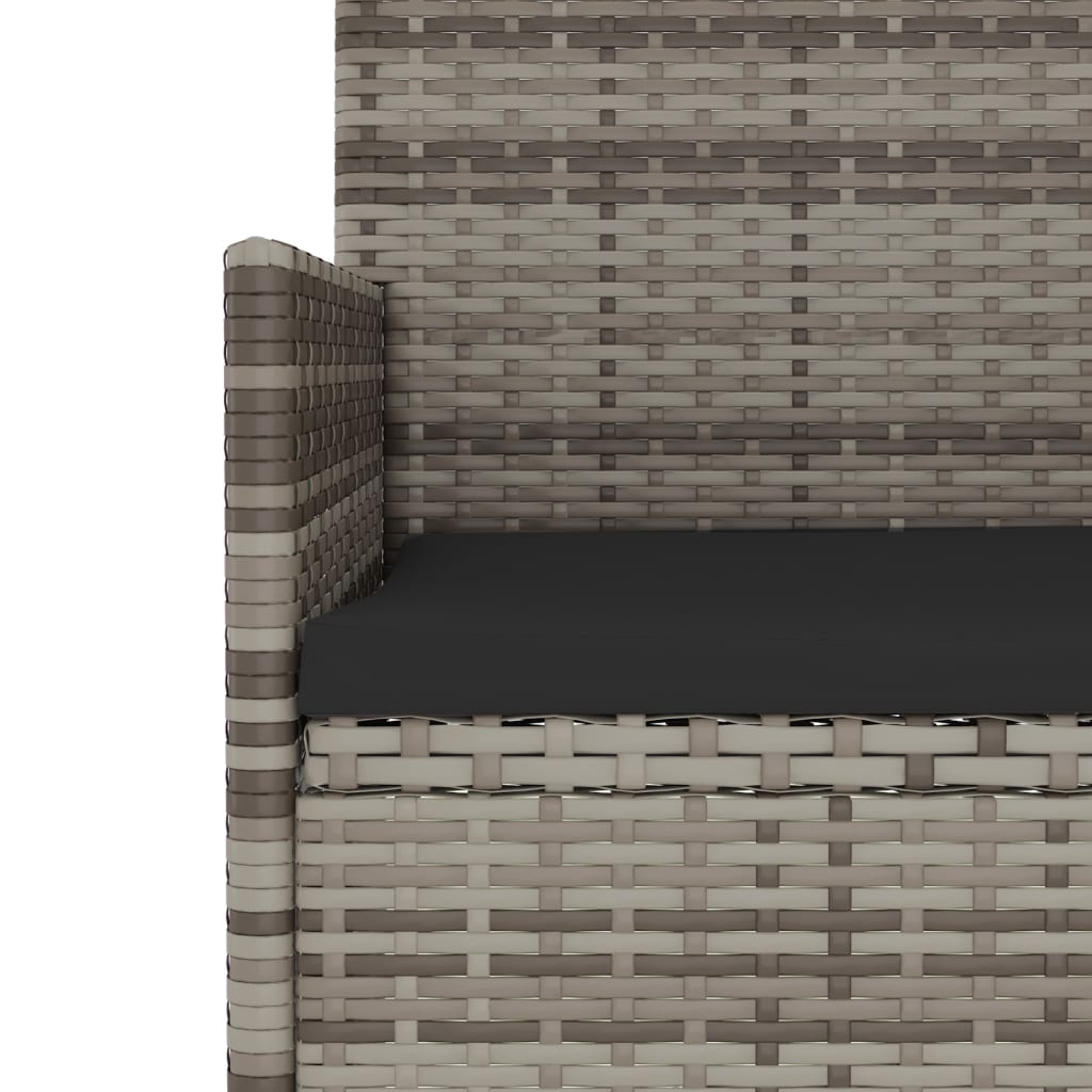 -Delige Loungeset Met Kussens Poly Rattan Grijs