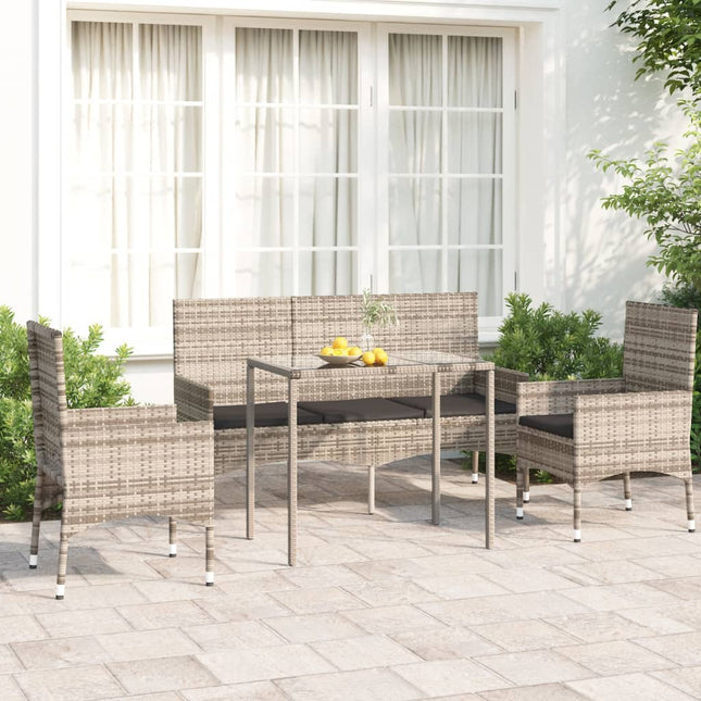 -Delige Loungeset Met Kussens Poly Rattan Grijs