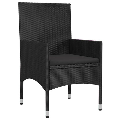 -Delige Loungeset Met Kussens Poly Rattan Zwart