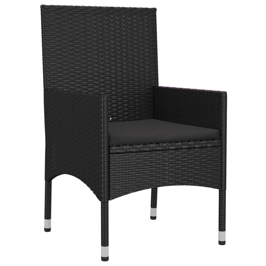 -Delige Loungeset Met Kussens Poly Rattan Zwart