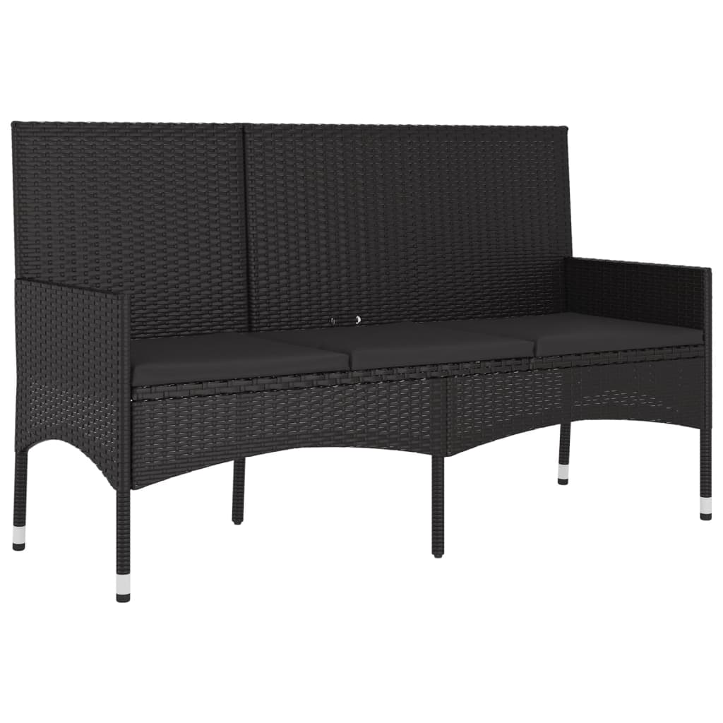 -Delige Loungeset Met Kussens Poly Rattan Zwart