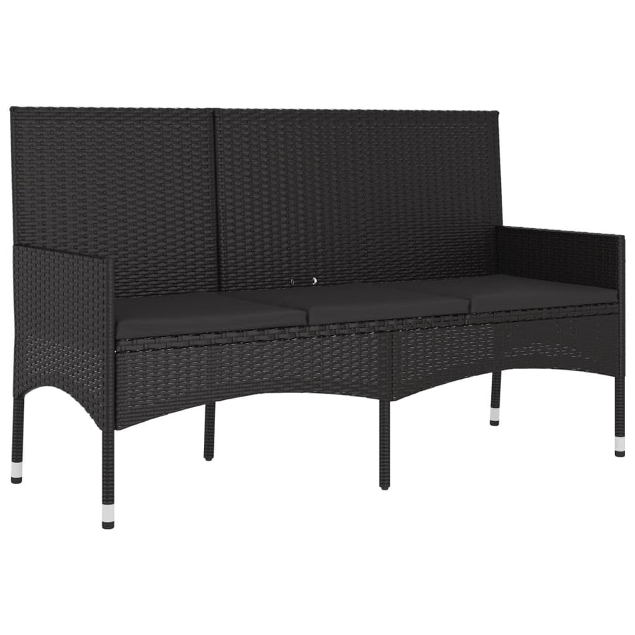 -Delige Loungeset Met Kussens Poly Rattan Zwart