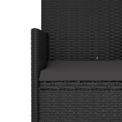 -Delige Loungeset Met Kussens Poly Rattan Zwart