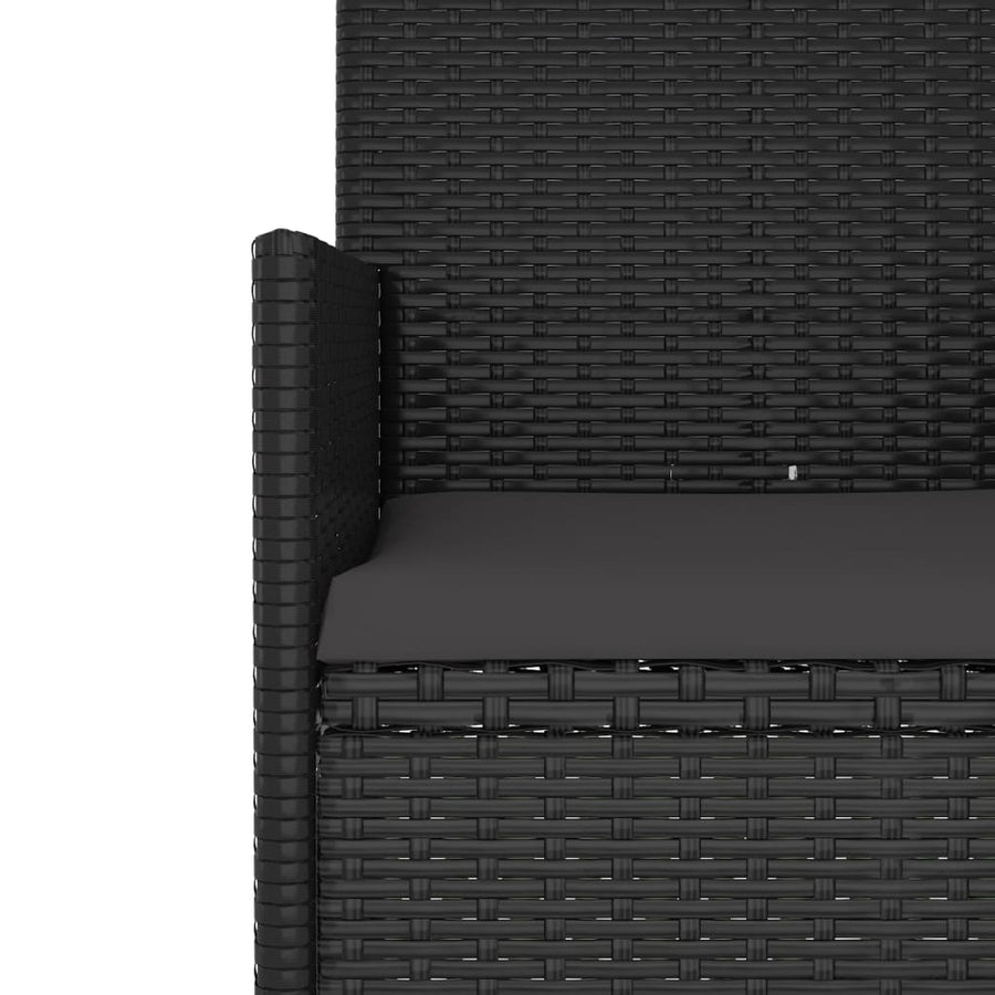 -Delige Loungeset Met Kussens Poly Rattan Zwart