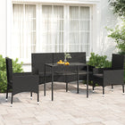 -Delige Loungeset Met Kussens Poly Rattan Zwart