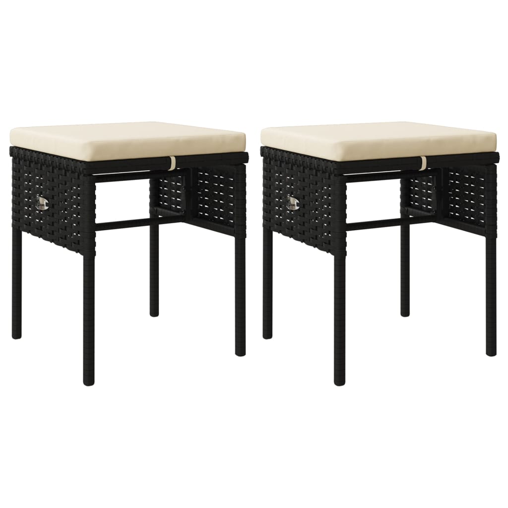 -Delige Loungeset Met Kussens Poly Rattan Zwart en wit