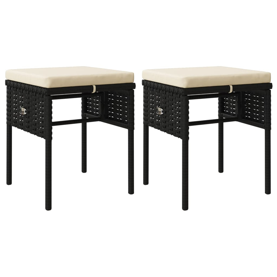 -Delige Loungeset Met Kussens Poly Rattan Zwart en wit