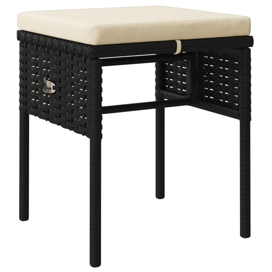 -Delige Loungeset Met Kussens Poly Rattan Zwart en wit