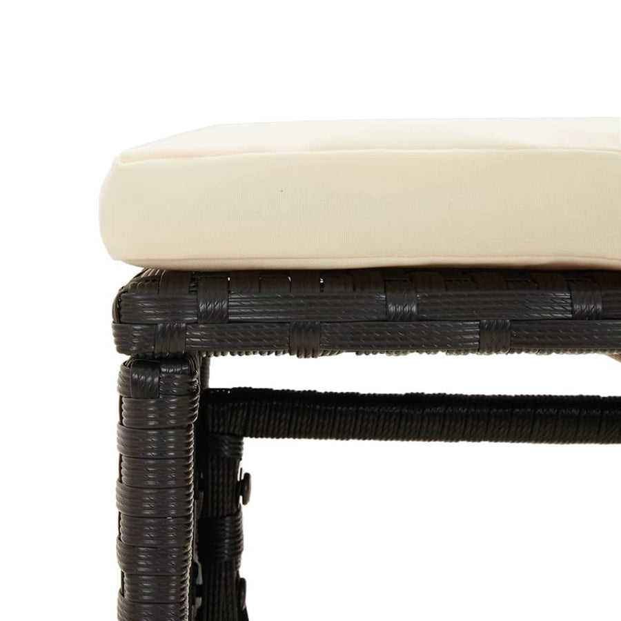 -Delige Loungeset Met Kussens Poly Rattan Zwart en wit