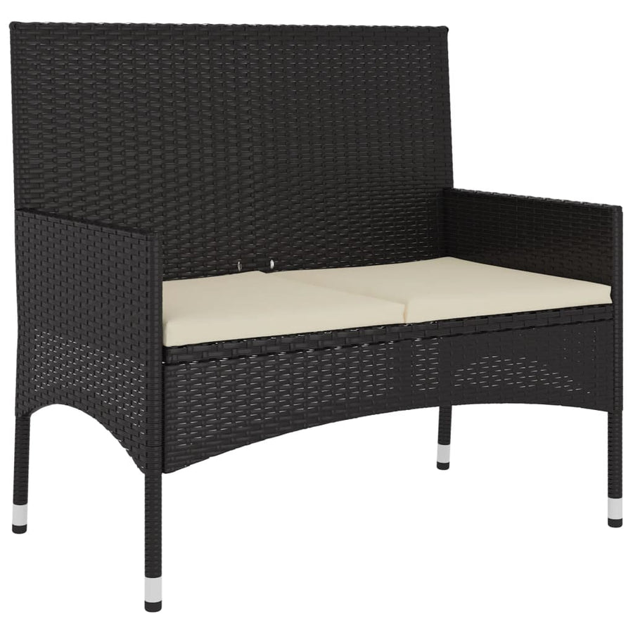 -Delige Loungeset Met Kussens Poly Rattan Zwart en wit