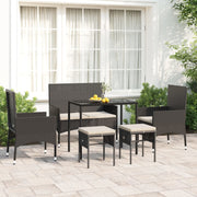 Loungeset 6-delig poly rattan zwart