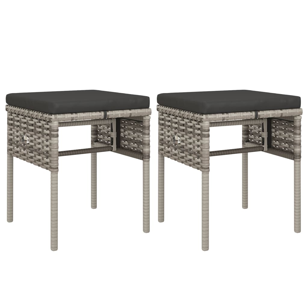 -Delige Loungeset Met Kussens Poly Rattan Grijs