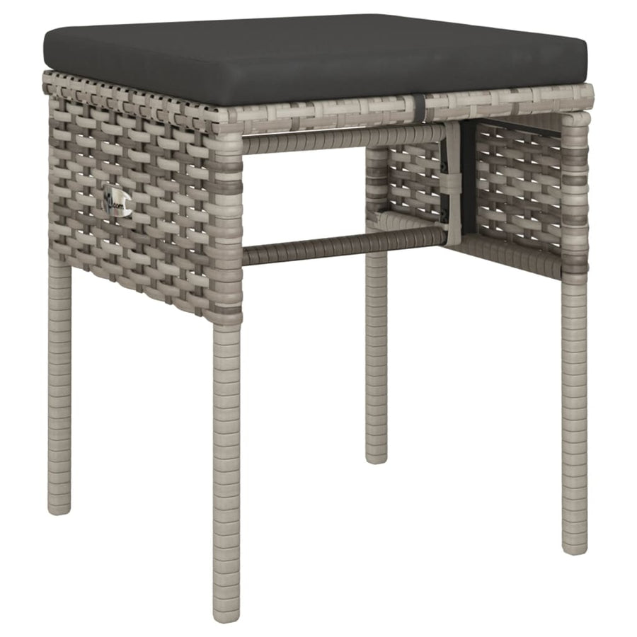 -Delige Loungeset Met Kussens Poly Rattan Grijs