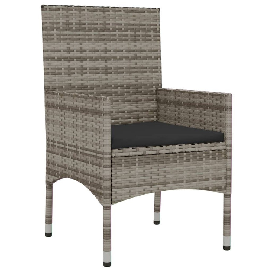 -Delige Loungeset Met Kussens Poly Rattan Grijs