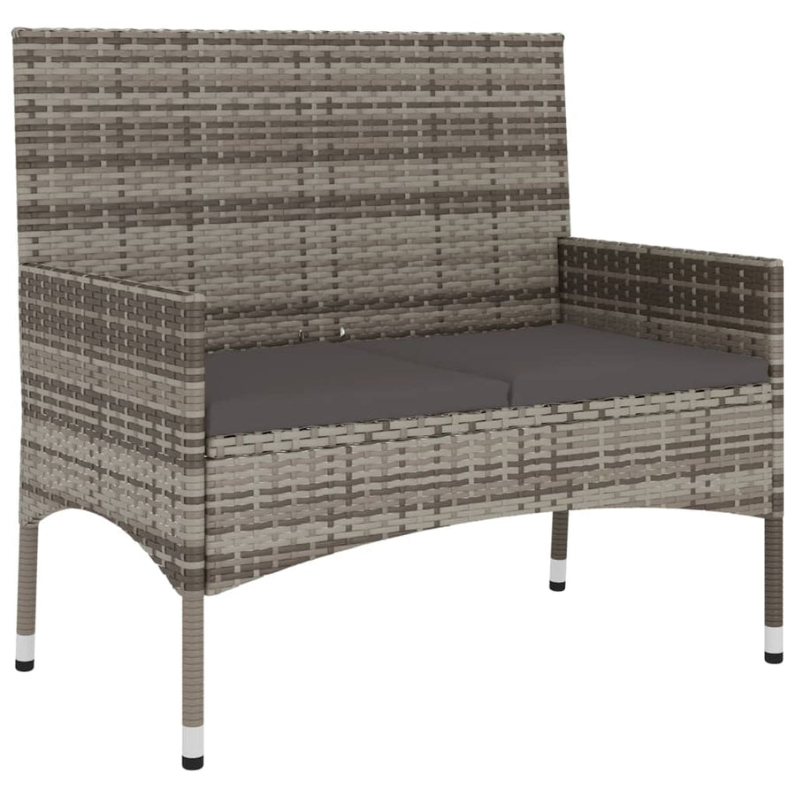 -Delige Loungeset Met Kussens Poly Rattan Grijs
