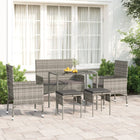 6-piece Lounge Set with Cushions Poly Rattan Grey