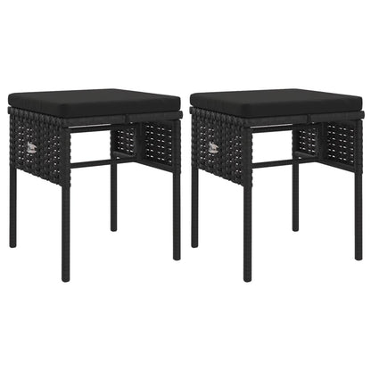 -Delige Loungeset Met Kussens Poly Rattan Zwart