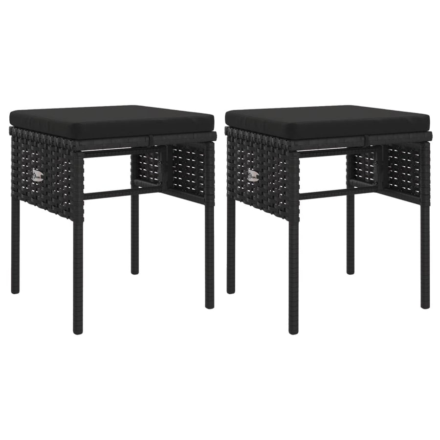-Delige Loungeset Met Kussens Poly Rattan Zwart