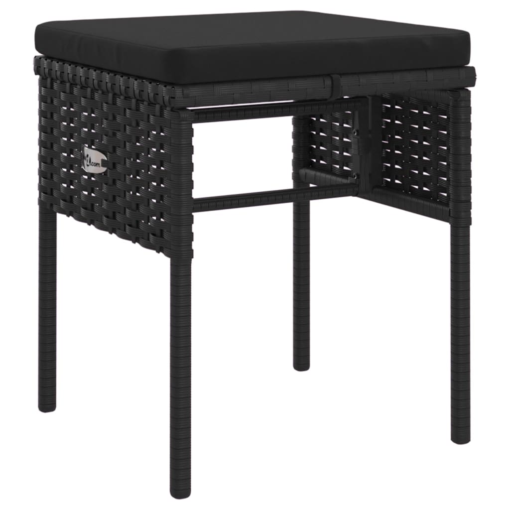 -Delige Loungeset Met Kussens Poly Rattan Zwart