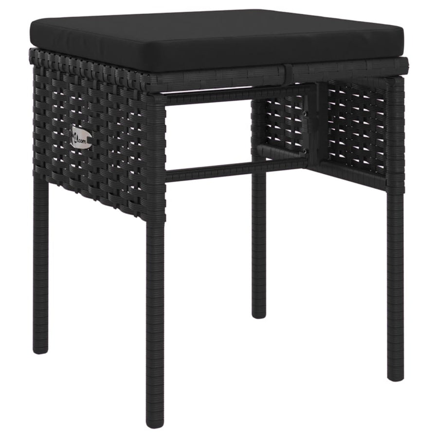 -Delige Loungeset Met Kussens Poly Rattan Zwart