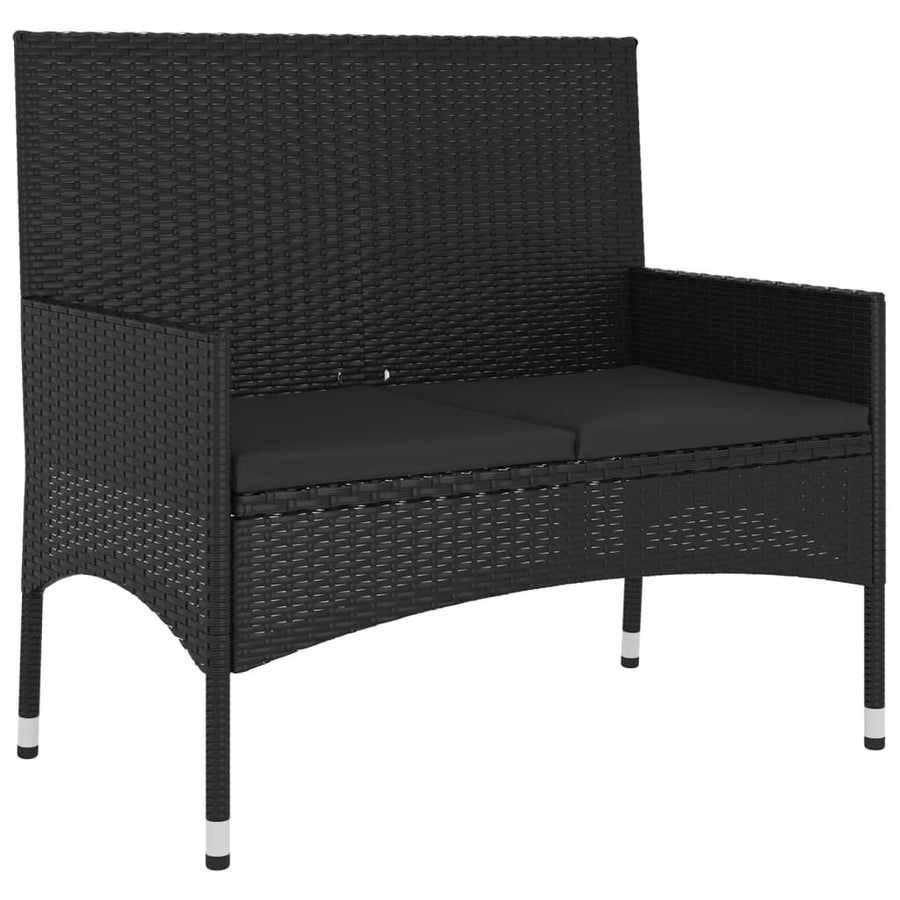 -Delige Loungeset Met Kussens Poly Rattan Zwart