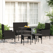 Loungeset 6-delig poly rattan zwart