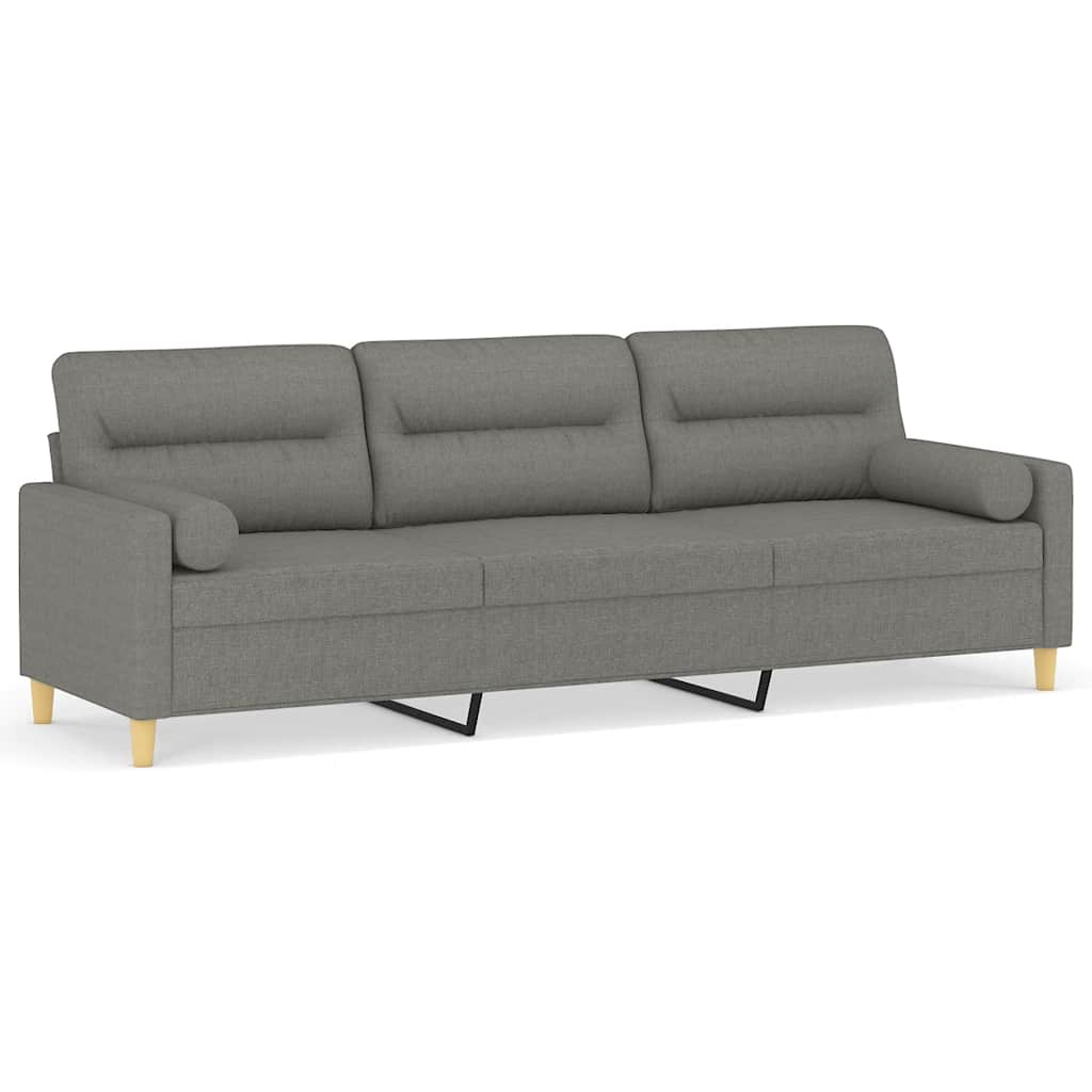 Driezitsbank met kussens 210 cm stof donkergrijs