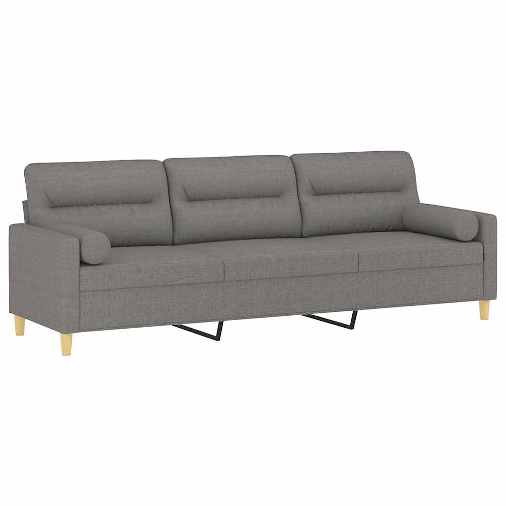 Driezitsbank met kussens 210 cm stof donkergrijs