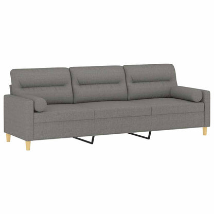 Driezitsbank met kussens 210 cm stof donkergrijs