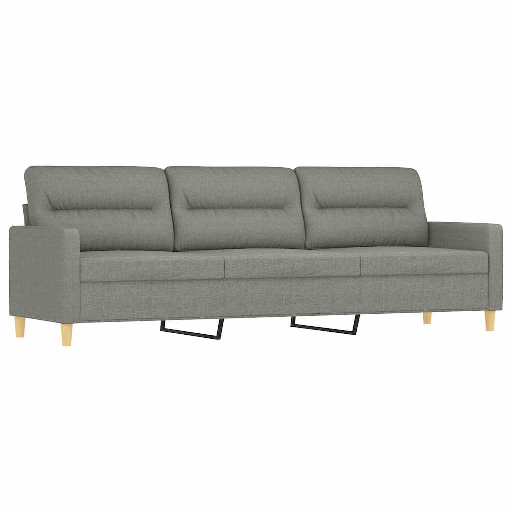 Driezitsbank met kussens 210 cm stof donkergrijs