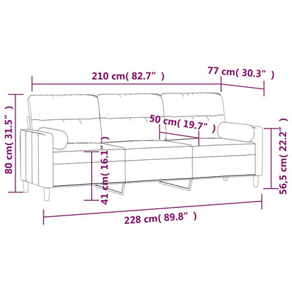 Driezitsbank met kussens 210 cm stof donkergrijs