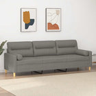 Bank 210 cm stof donkergrijs