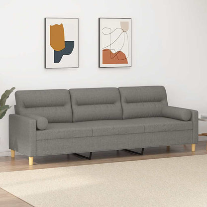 Driezitsbank met kussens 210 cm stof donkergrijs