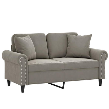 Tweezitsbank Met Kussens 120 Cm Fluweel Lichtgrijs 152 x 77 x 80 cm