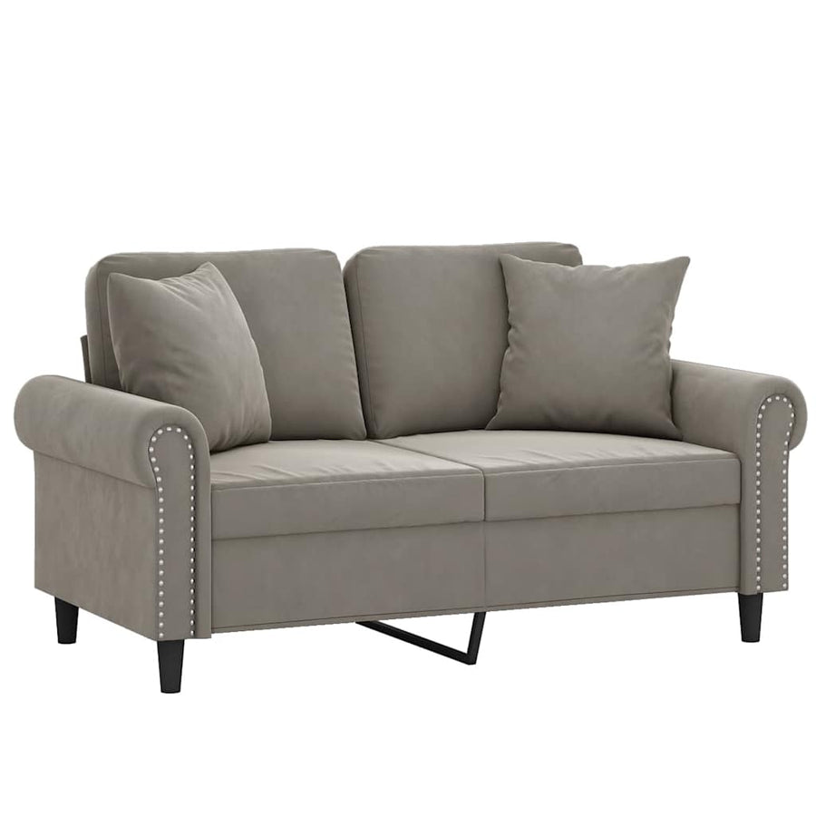 Tweezitsbank Met Kussens 120 Cm Fluweel Lichtgrijs 152 x 77 x 80 cm