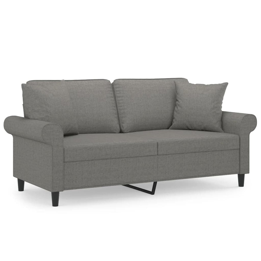 Tweezitsbank Met Kussens 140 Cm Stof Donkergrijs 172 x 77 x 80 cm