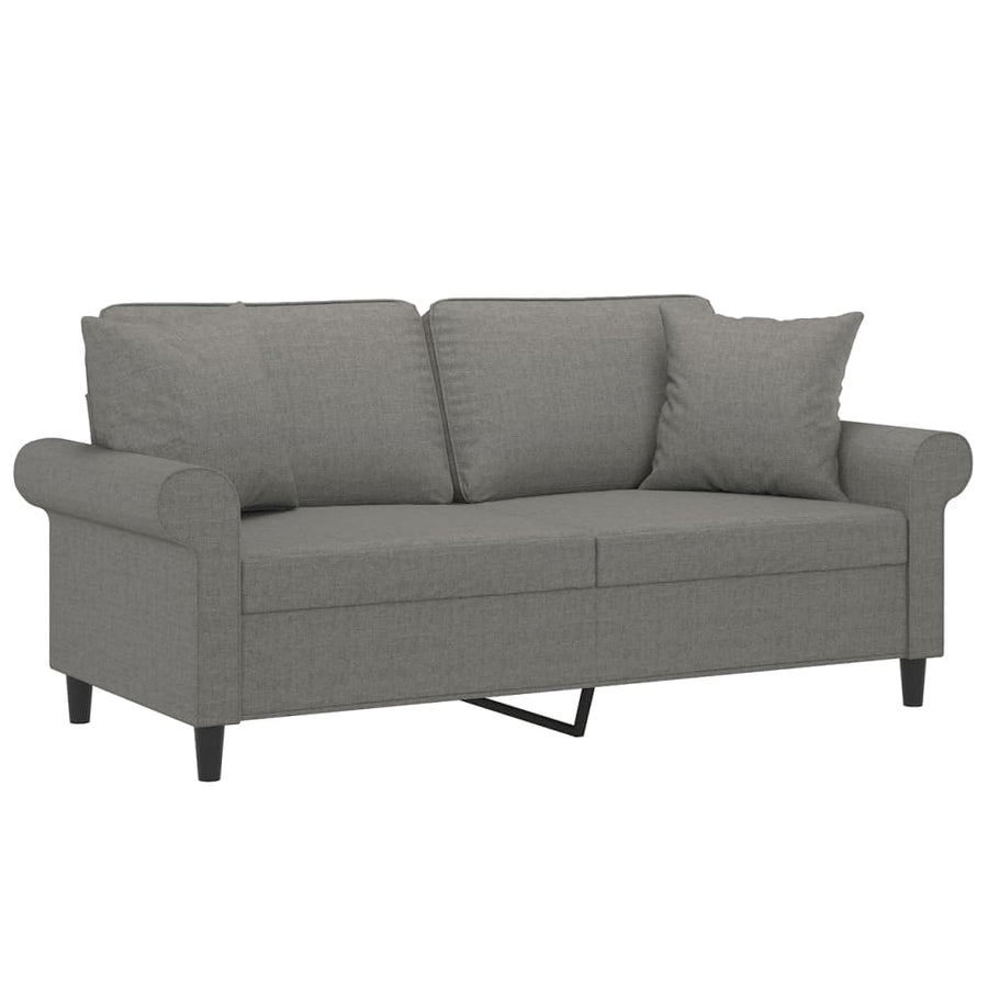 Tweezitsbank Met Kussens 140 Cm Stof Donkergrijs 172 x 77 x 80 cm