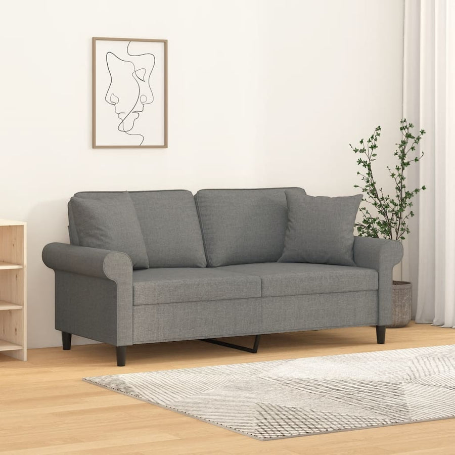 Tweezitsbank Met Kussens 140 Cm Stof Donkergrijs 172 x 77 x 80 cm