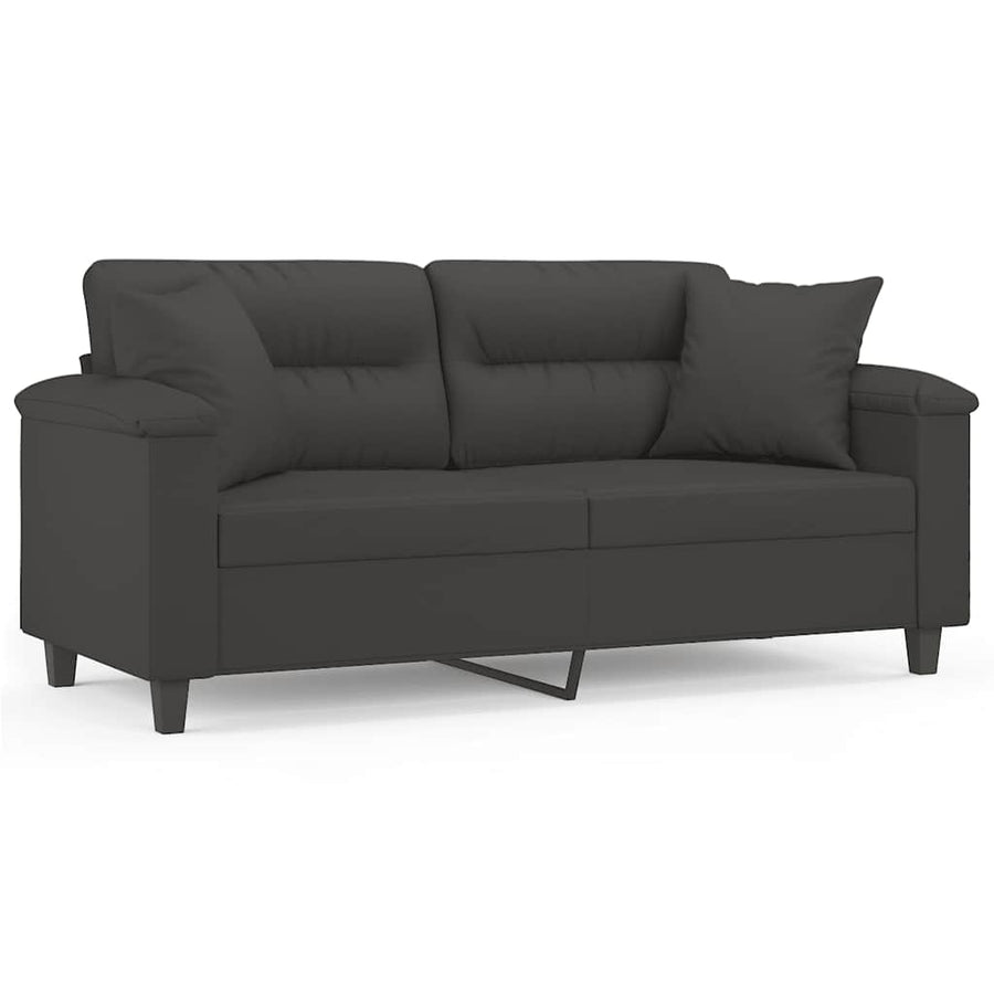 Tweezitsbank met kussens 140 cm microvezelstof donkergrijs