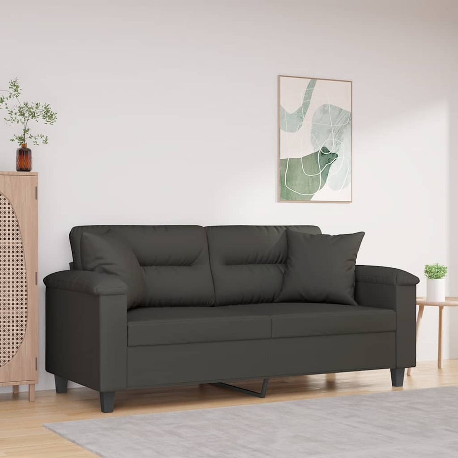 Tweezitsbank met kussens 140 cm microvezelstof donkergrijs