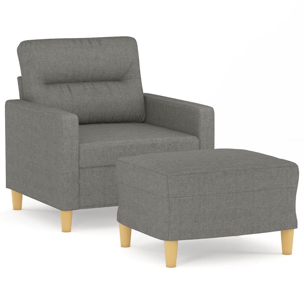 Fauteuil Met Voetenbank 60 Cm Stof Donkergrijs 78 x 77 x 80 cm