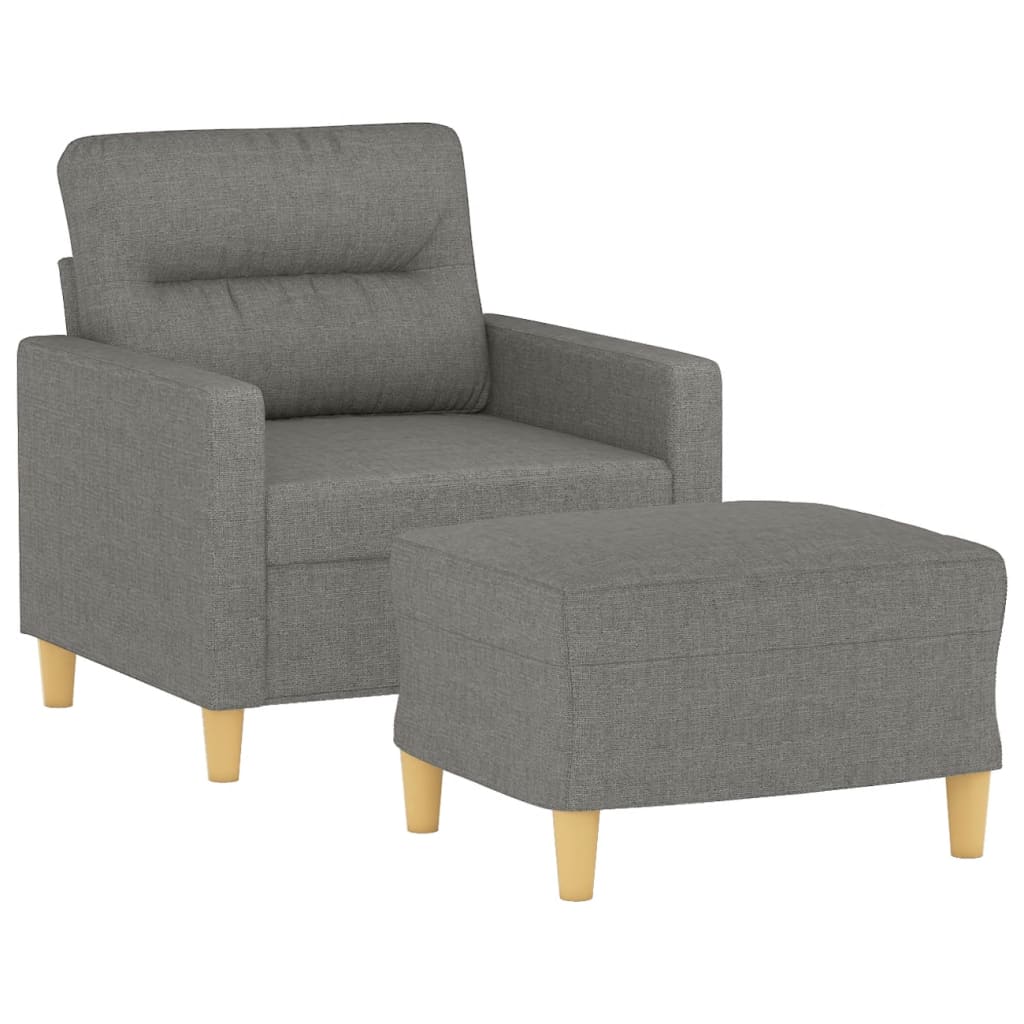 Fauteuil Met Voetenbank 60 Cm Stof Donkergrijs 78 x 77 x 80 cm