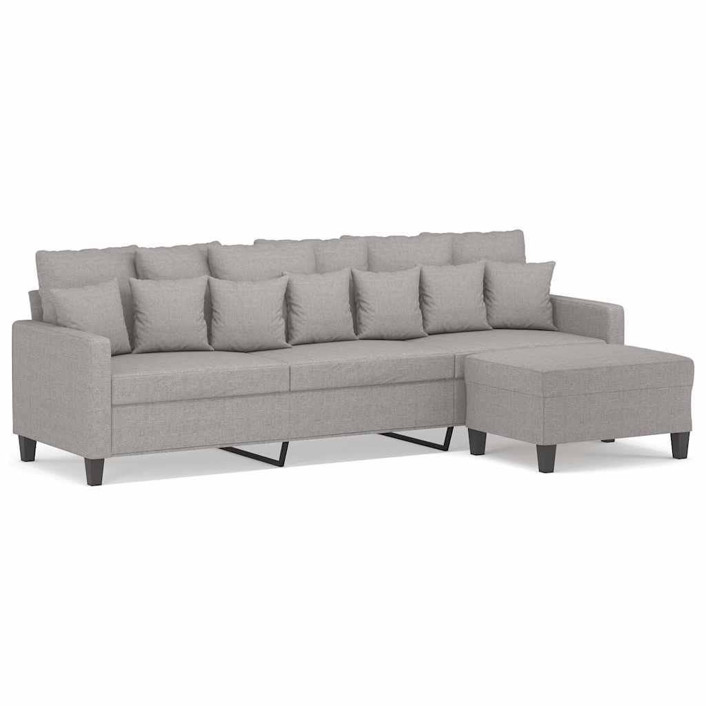 Driezitsbank Met Voetenbank 210 Cm Stof Lichtgrijs 228 x 77 x 80 cm