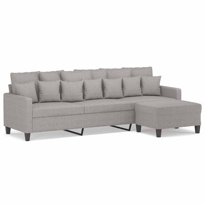 Driezitsbank Met Voetenbank 210 Cm Stof Lichtgrijs 228 x 77 x 80 cm