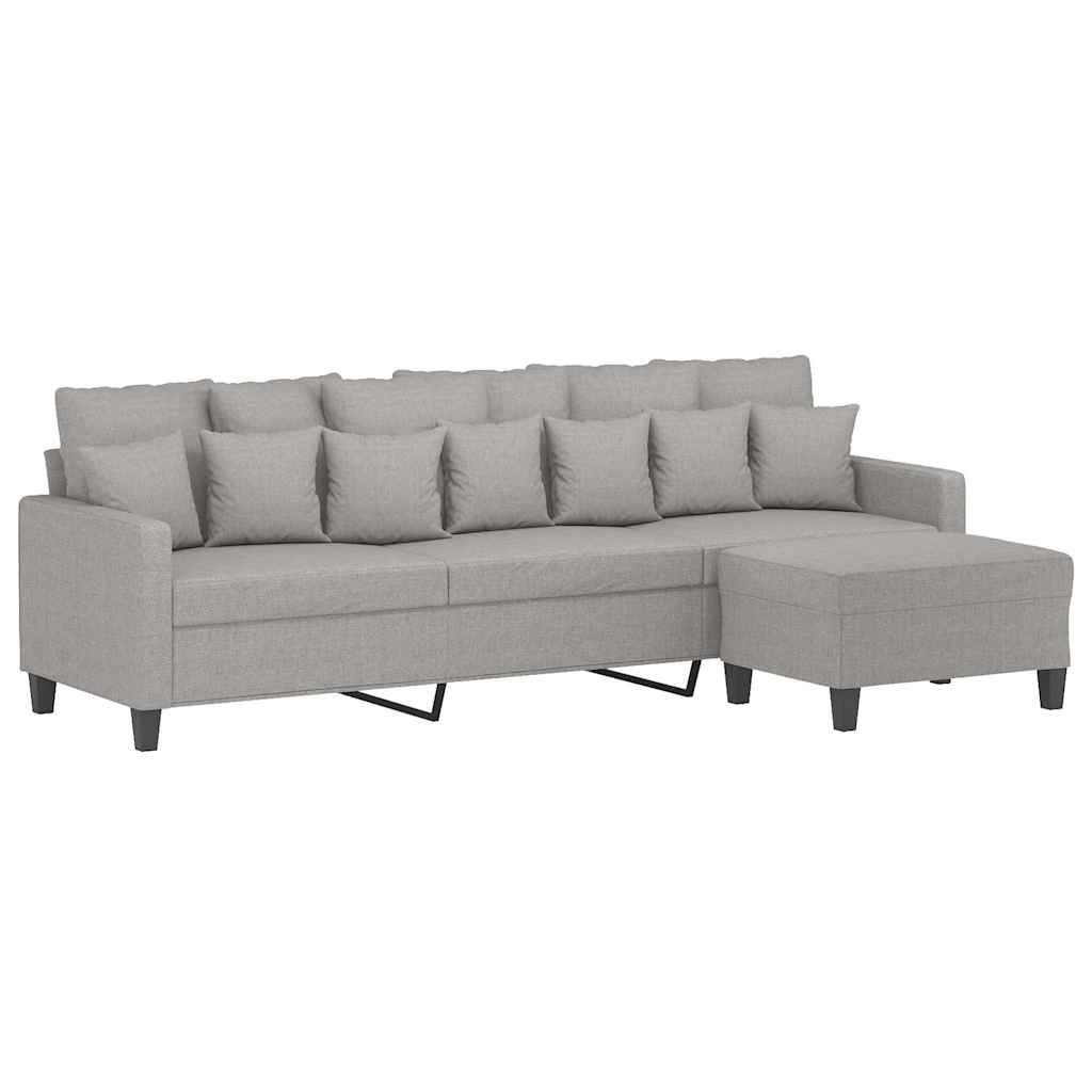 Driezitsbank Met Voetenbank 210 Cm Stof Lichtgrijs 228 x 77 x 80 cm
